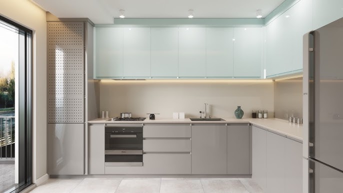 A smart L-shaped modular kitchen Jagatpura design.