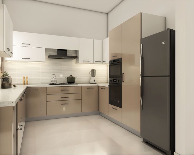 A U-shaped kitchen layout for big families in Jagatpura.